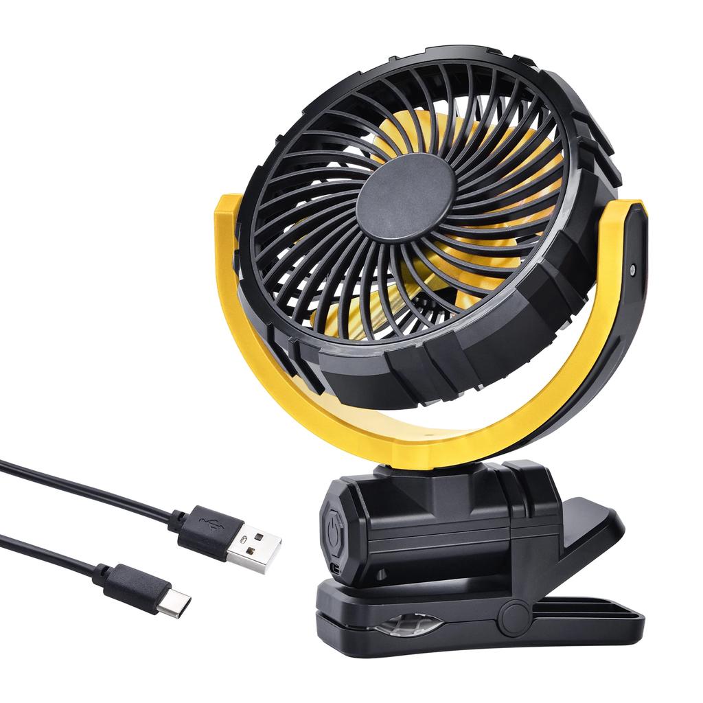 2000mAh USB Car Fan Rechargeable Brushless Cooler Summer Cooling Clamp Fan 900 Rotatable Portable Cooling Tool Electronic Fan