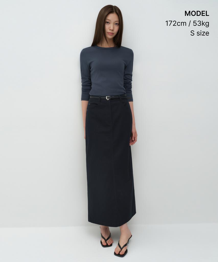 MUSINSA STANDARD WOMAN Women'S Slim Crew Neck Long Sleeve T-Shirt [Midnight Blue]