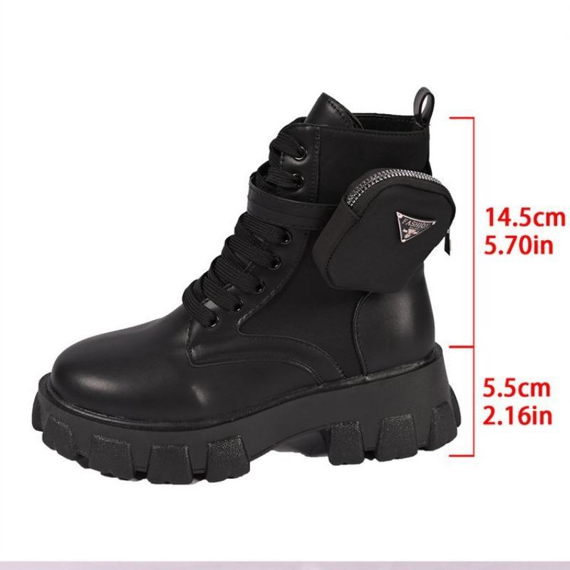Large Size Muffin and Medium Tube Strap Martin Boots Autumn and Winter New Metal Buckle Strap Women's Boots