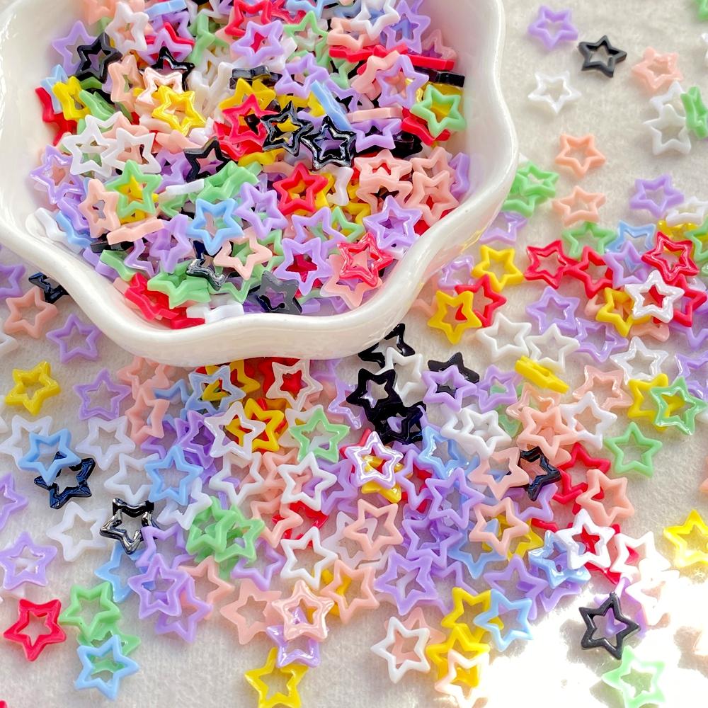100Pcs Cute Mini Cartoon Colorful Christmas Stars Nail Art Flat Back Rhinestone DIY Manicures Appliques Accessories Crafts