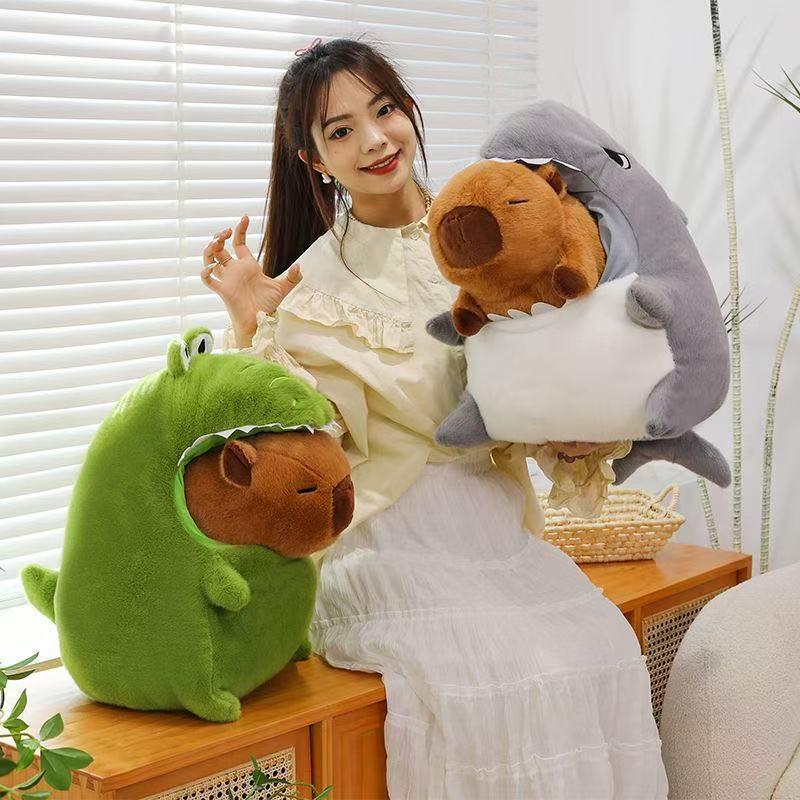 Grenzüberschreitendes Dinosaurier Hai Capybara Plüsch Transformationskissen - Große Puppe Geschenk für Freundin