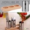 Lubonarie Chopstick Holder Cutlery Stand Stainless Steel Tableware Storage Kitchen Utensils (Silver 3-piece Holder)