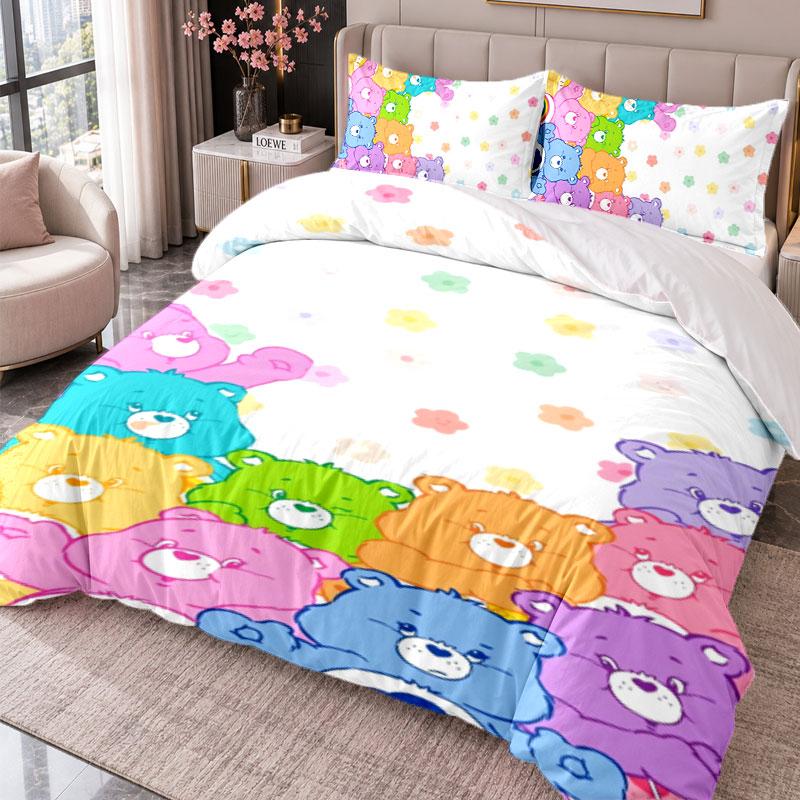 Care Bears 3Pcs Bedding Set Duvet Cover With Two Pillowcases For Bedroom Home Decoration