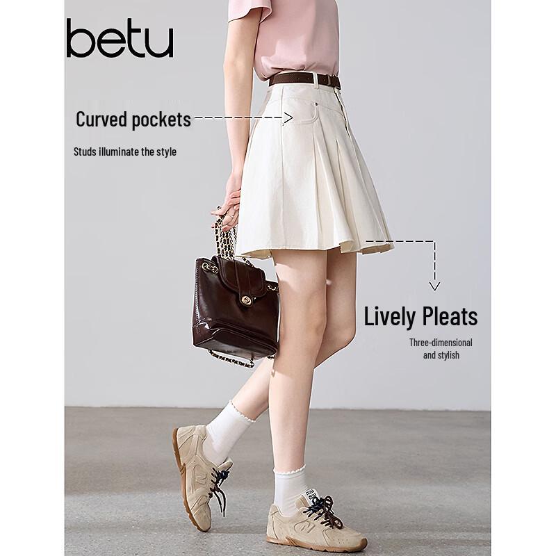 Betu Women's High-Waist Pleated Denim Mini Skirt