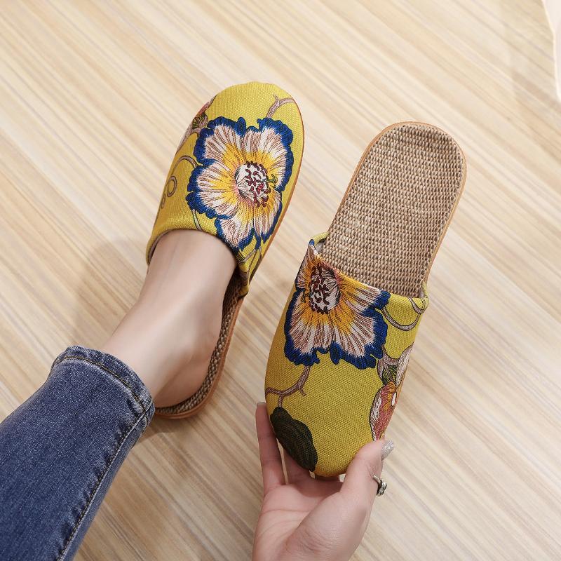 Damen Hausschuhe Blumenmuster Schuhe für Zuhause und Freizeit Indoor-Hausschuhe