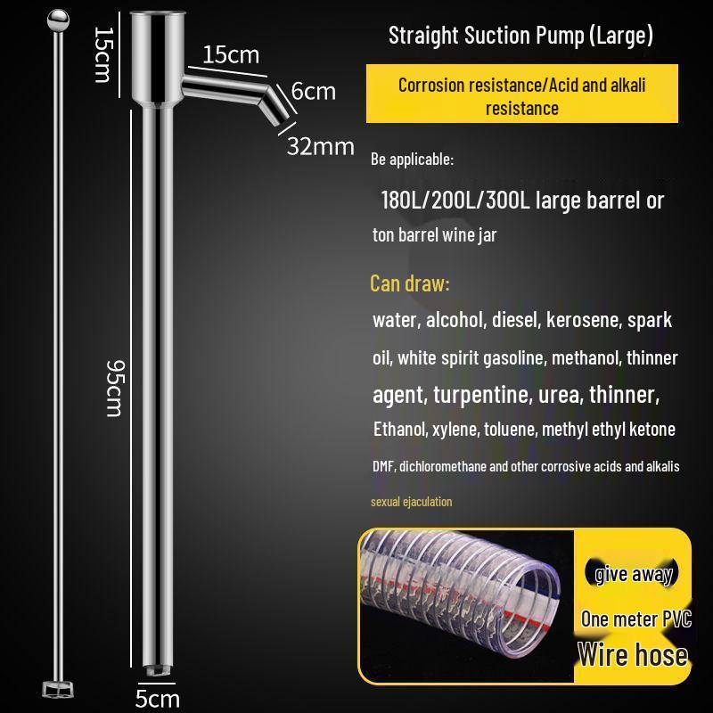 Hand-Cranked Stainless Steel Oil and Water Siphon Pump with 200L Steel Wire Hose
