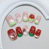 24 Pieces three-dimensional cat's eye gradual change cute strawberry polka dot pearl playful girl style removable manicure 30 pieces