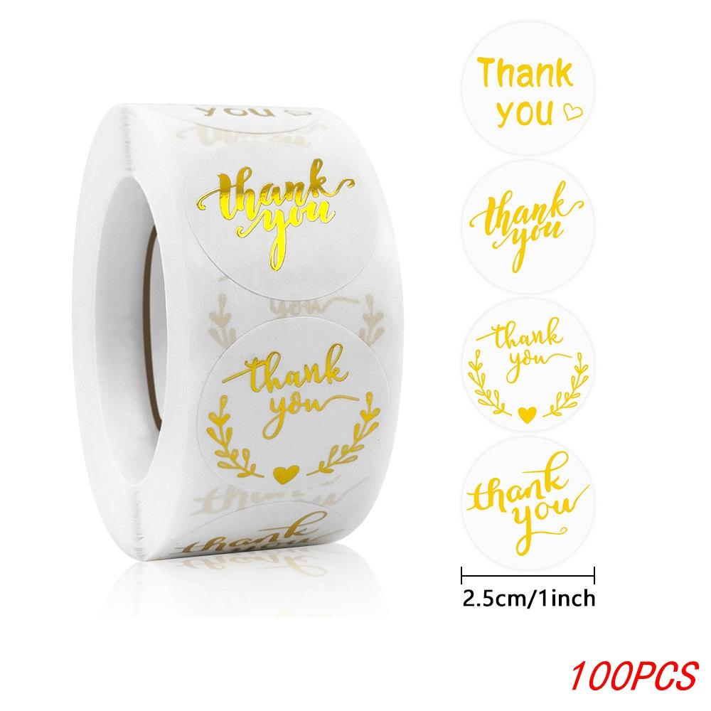 100-500Pcs 1Inch/2.5CM Golden Thank You Stickers For Gift Card Box Package Party Wrapping Decorate Baking Food Small Business