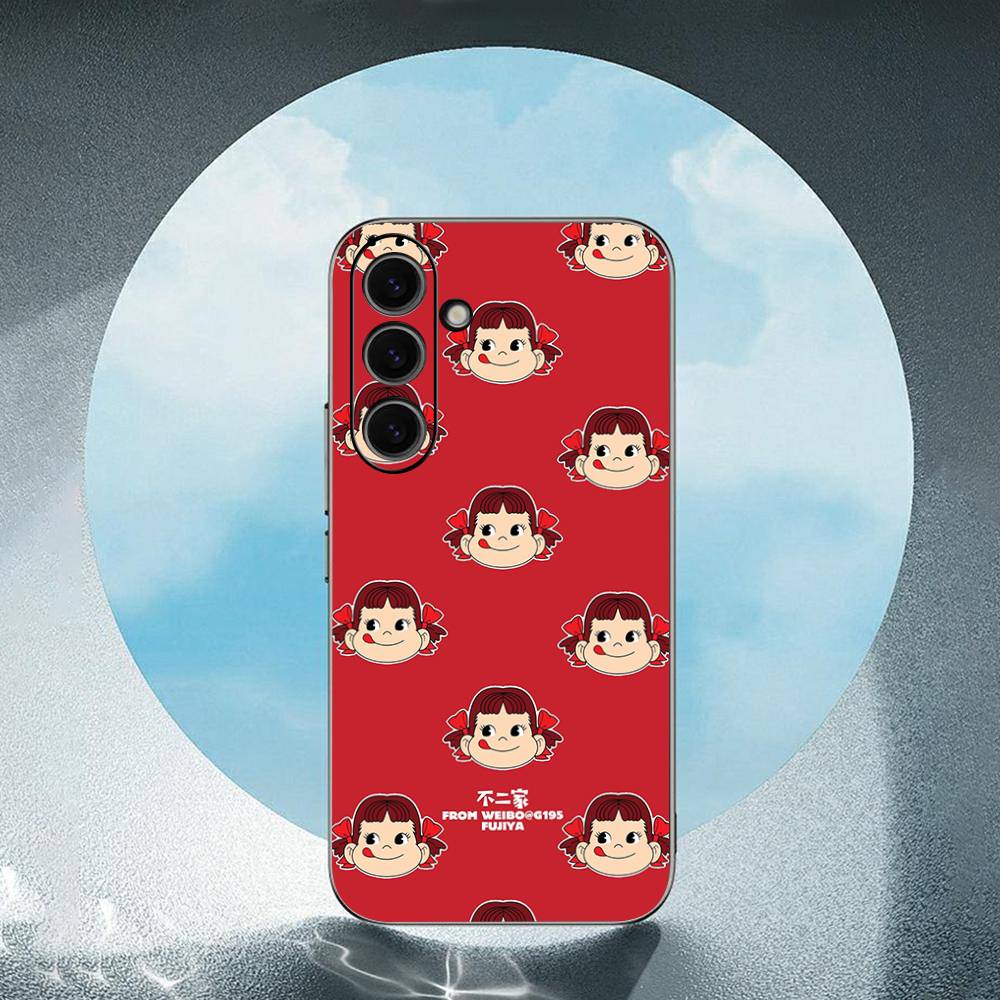 Cartoon Fujiya Peko Milky Girl Boy For Samsung Galaxy S23 S24 S25 Ultra S22 Plus S21 Black Soft Case Waterproof Soft Case