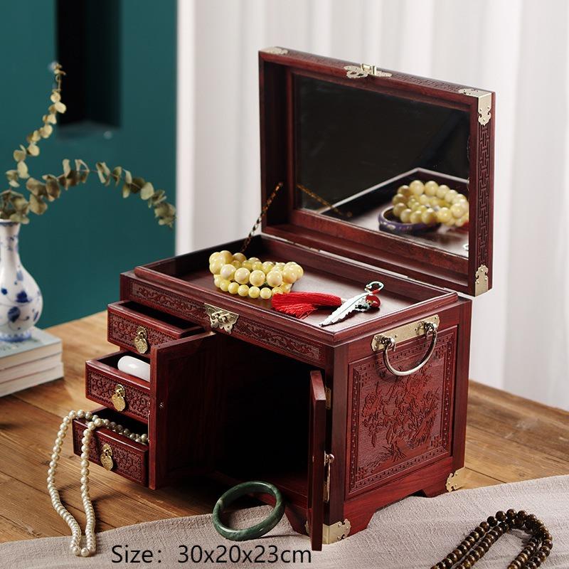 

Carve Jewelry Display Box Large Capacity Trinket Organizer Cases Drawer Jewellery Storage Boxes Bracelet Necklace Protect Case