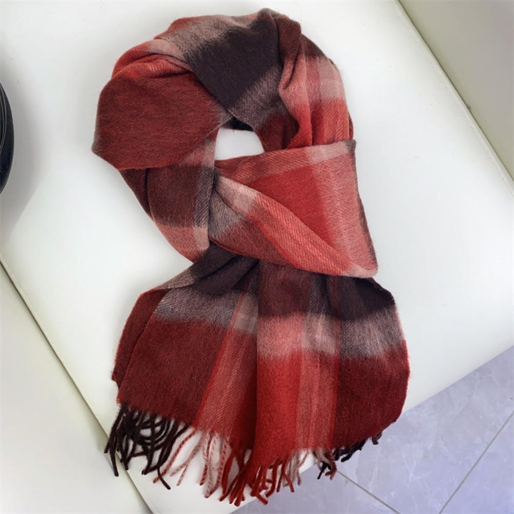Лучшие товары в Великобритании 100% шерстяной клетчатый шарф женский зимний студенческий — фото 20
