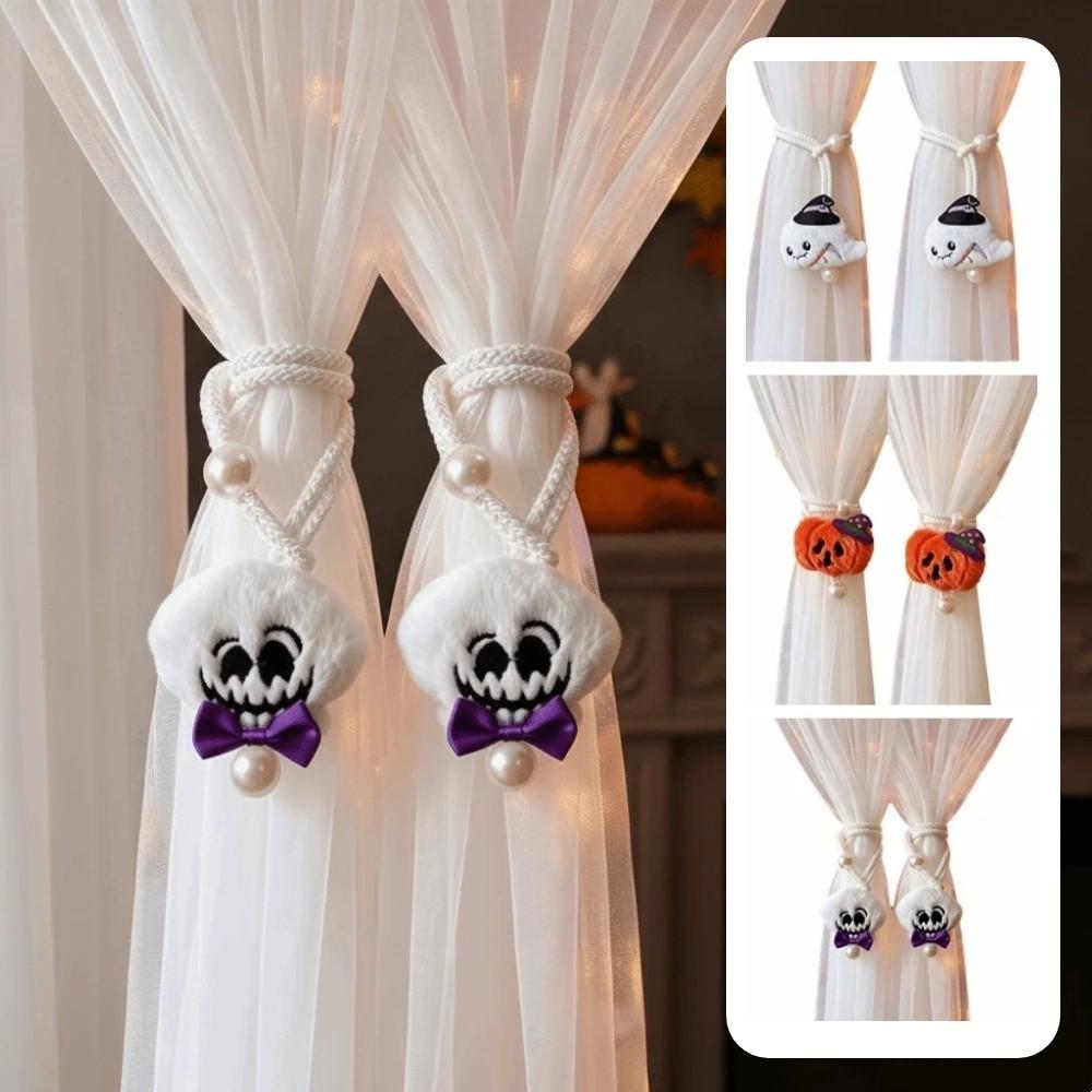 2Pcs 3D Halloween Curtain Ties Cute Ghost Curtain Buckles Pumpkin Curtain Buckles  Home Decor