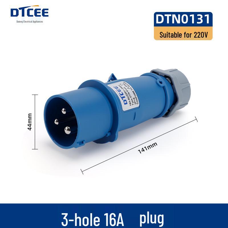 Non-Explosion-Proof Industrial Angled Seat Aviation Connector, Three-Phase, 3/4/5-Core, IP44, 16A/32A Plug