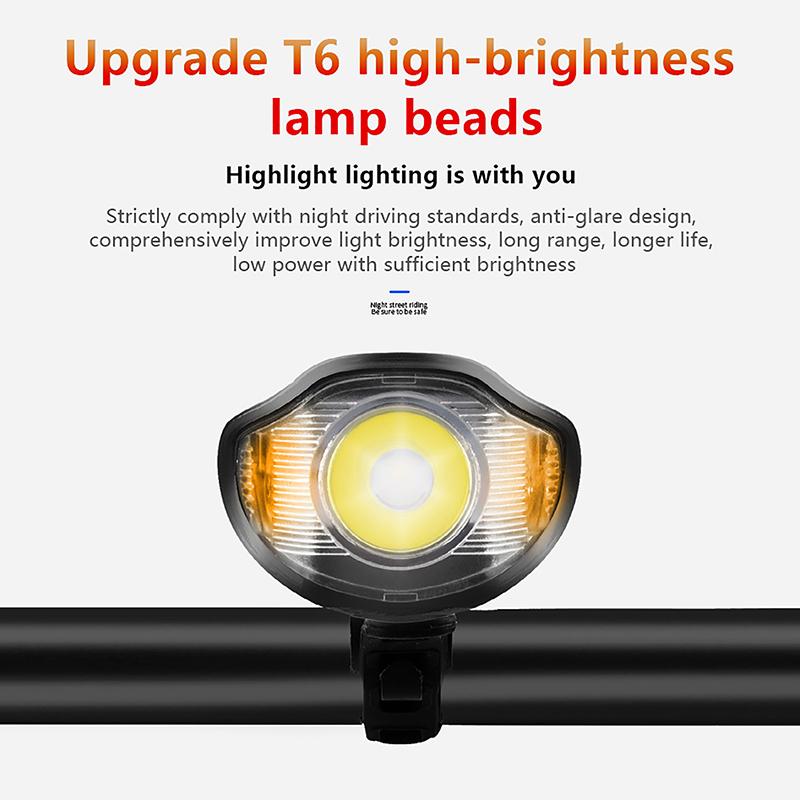 Waterproof Bicycle Light Usb Charging Bike Front Light Flashlight Handlebar Cycling Head Light W/ Horn Speed Meter Lcd Screen