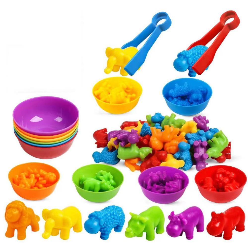 Counting Sorting Game Animal Puzzle Toy Educational Color Sorting Bowl Toy  Children'S Gift