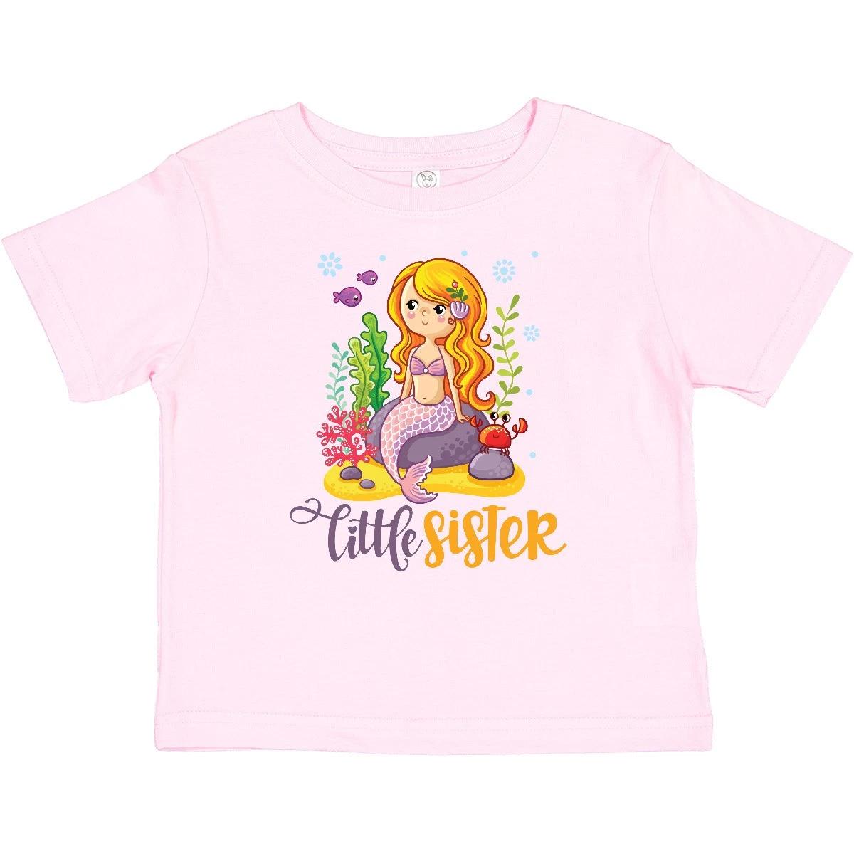 Inktastic Little Sister - Mermaid Baby T-Shirt Younger Lil Sis New Siblings Cute 100