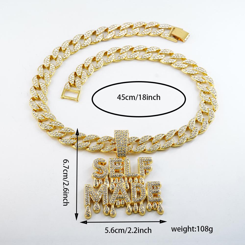 European and American Necklace SELFMADE Double Row Letter Pendant, Personalized and Creative Hip-hop Necklace