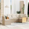 Vidaxl 5-Cz. Garden Furniture Set With Cushions, Beige, Poly Rattan