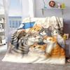 2026 New Arrivals 1pc Whimsical Cat Selfie Flannel Throw Blanket Soft, Warm, And Cozy All-Season Cover for Sofa, Bed, Or Camping Playful Feline Design