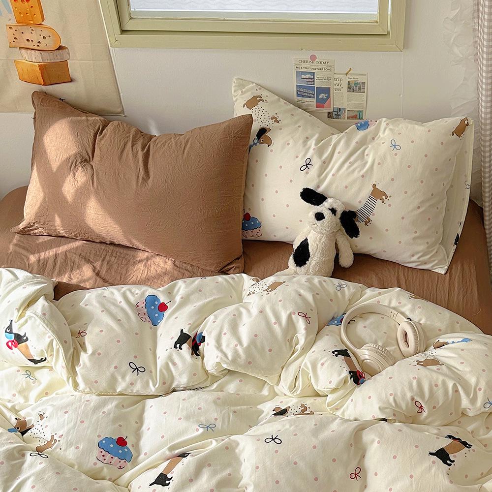 Cartoon Washed Cotton Pillowcases - Adult Spring Pair 48x74cm