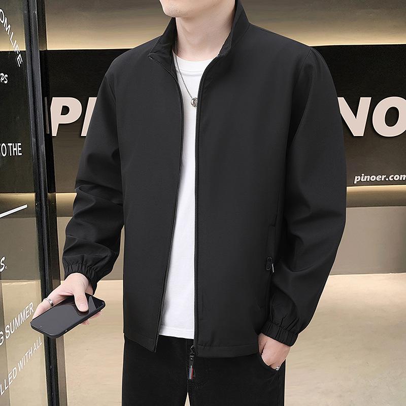 Podzimní hlavní bunda Pánská Stojáček Ležérní bunda Jednoduchá Všestranná Pánská bunda Tenká Jaro a Podzim Vnější