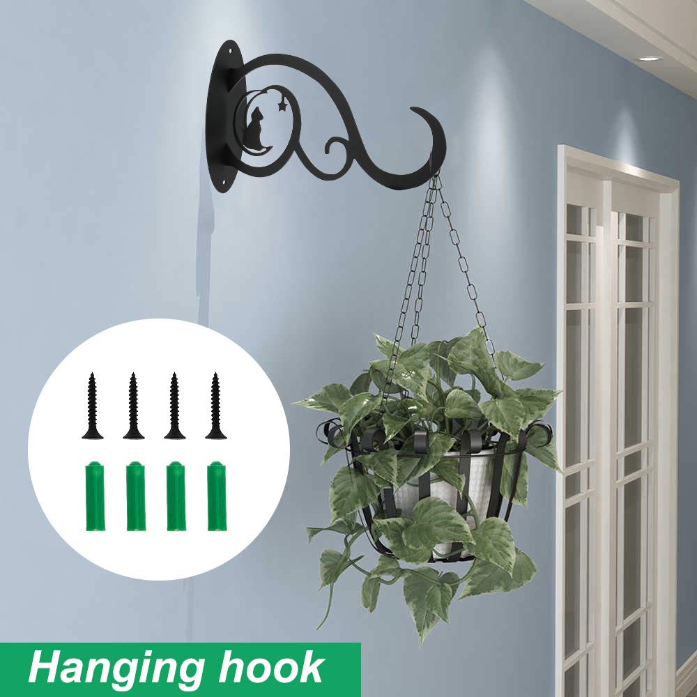 Hanging Antique Black Iron Bracket Wall Hook Indoor Outdoor Garden Bracket Hanging Plant Bracket Hanging Antique Style Garden Plant Bracket Planter
