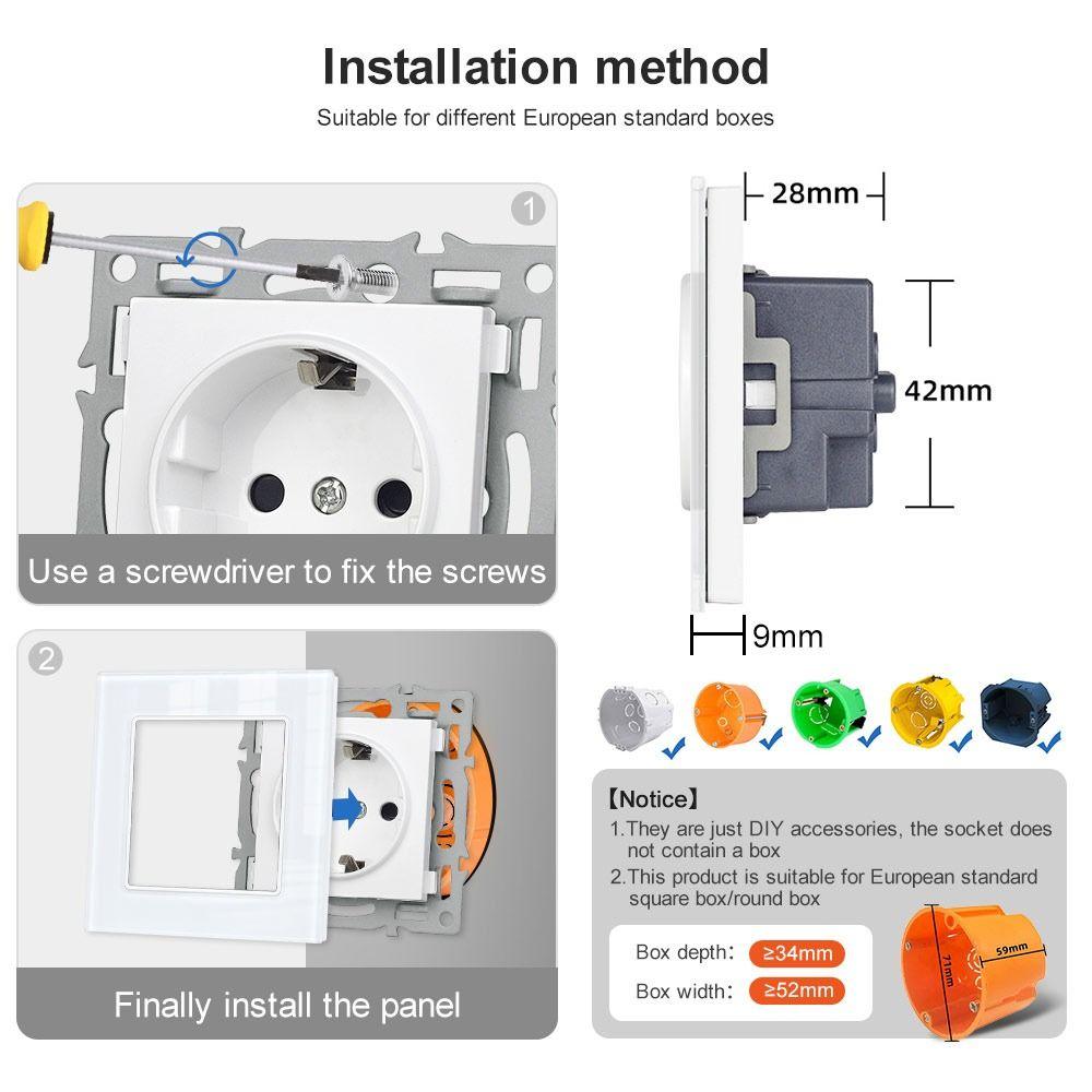 1Pcs PC Panel Modular Sockets And Switches Wall Power Socket Switch  for EU Standard Wall Mount DIY