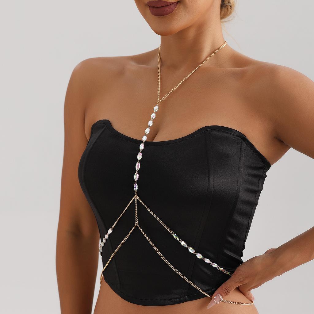 European and American jewelry, fashion metal cross thin chain, sexy waist chain, chest chain for women, bikini hottie body chain.