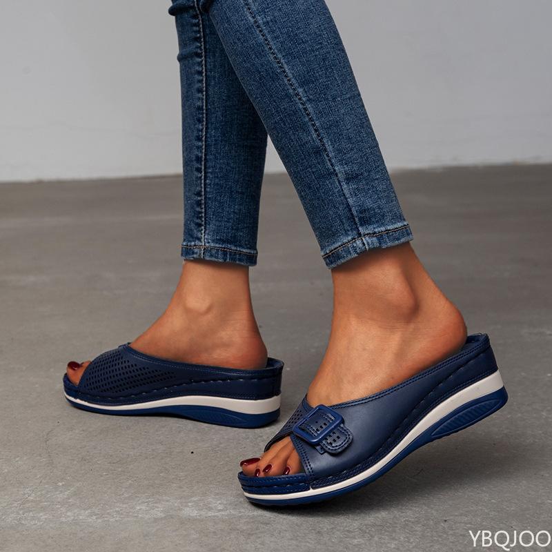 Fashion Women's slope heel outdoor casual closed flat shoes summer new style thick soled women's casual shoes for outdoor wear