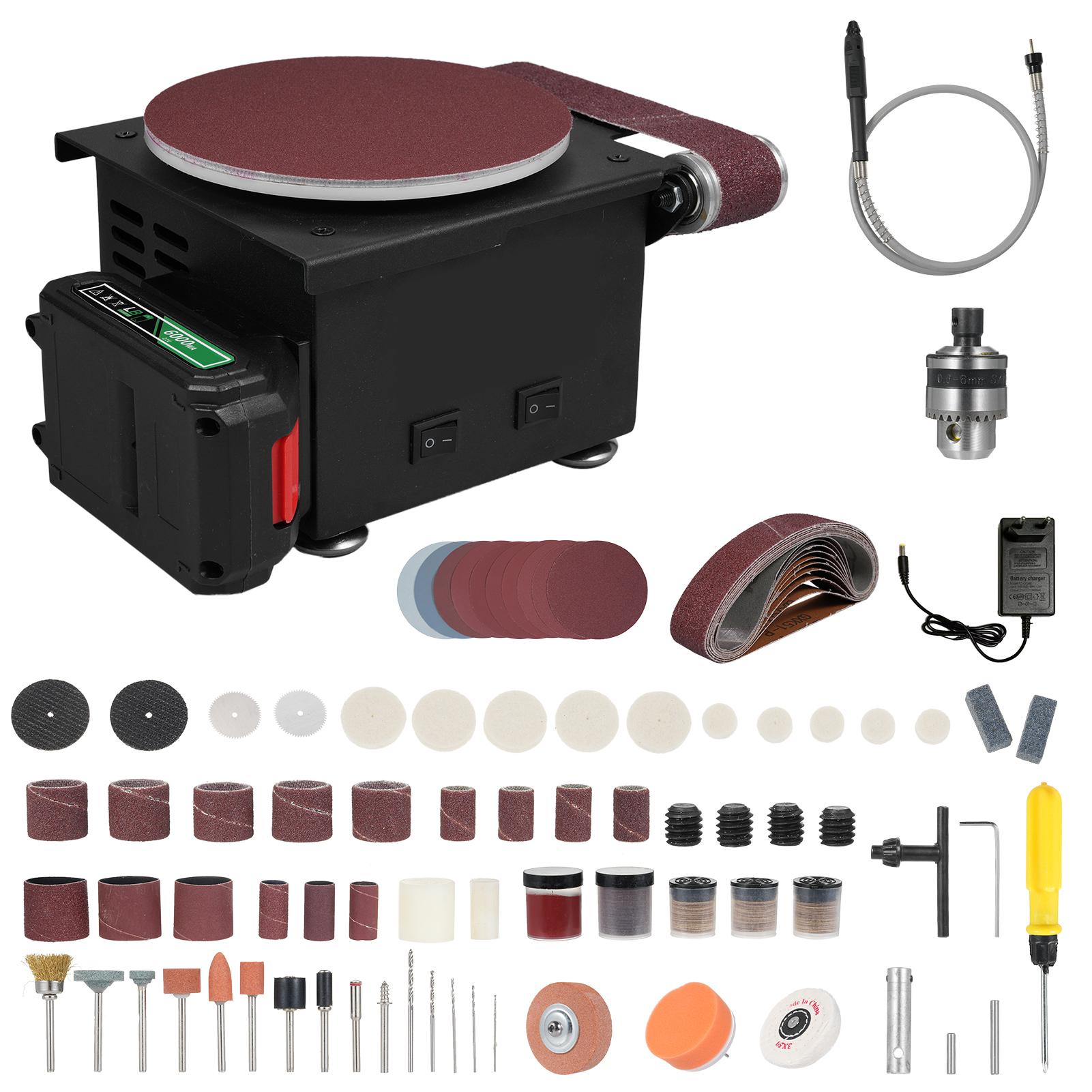 

Трехцелевой электрический миниатюрный шлифовально-полировальный станок с литиевой батареей 6000WA, 6-дюймовый песок чёрный
