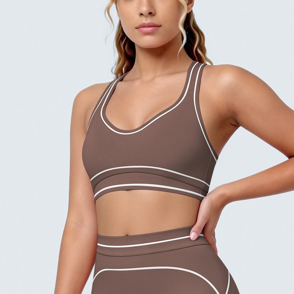 New contrasting color tight high elastic breathable yoga suit six-piece sports running fitness yoga suit women