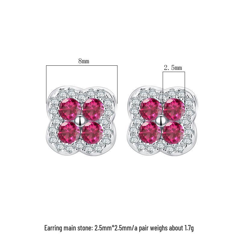 2024 Zhuang Sheng Copper Floral Gemstone Retro Stud Earrings for Women