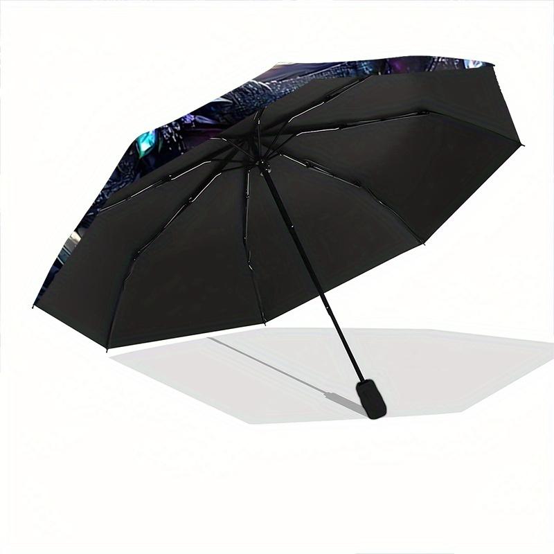 1pc Dragons Moonlit Sky Automatic Opening and Closing Umbrella - Lightweight 3-Fold Design, Suitable for Fans, Travel, Daily Use, Interesting Sha