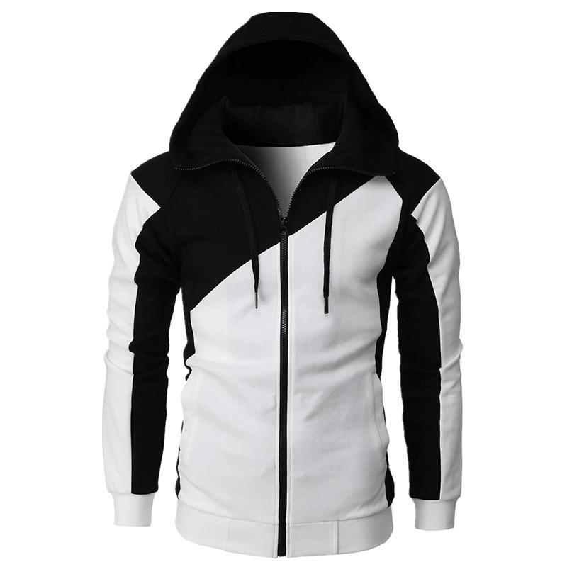 Men's 2021 Slim Fit Hooded Color-block Jacket - Long Sleeve Casual Sweatshirt