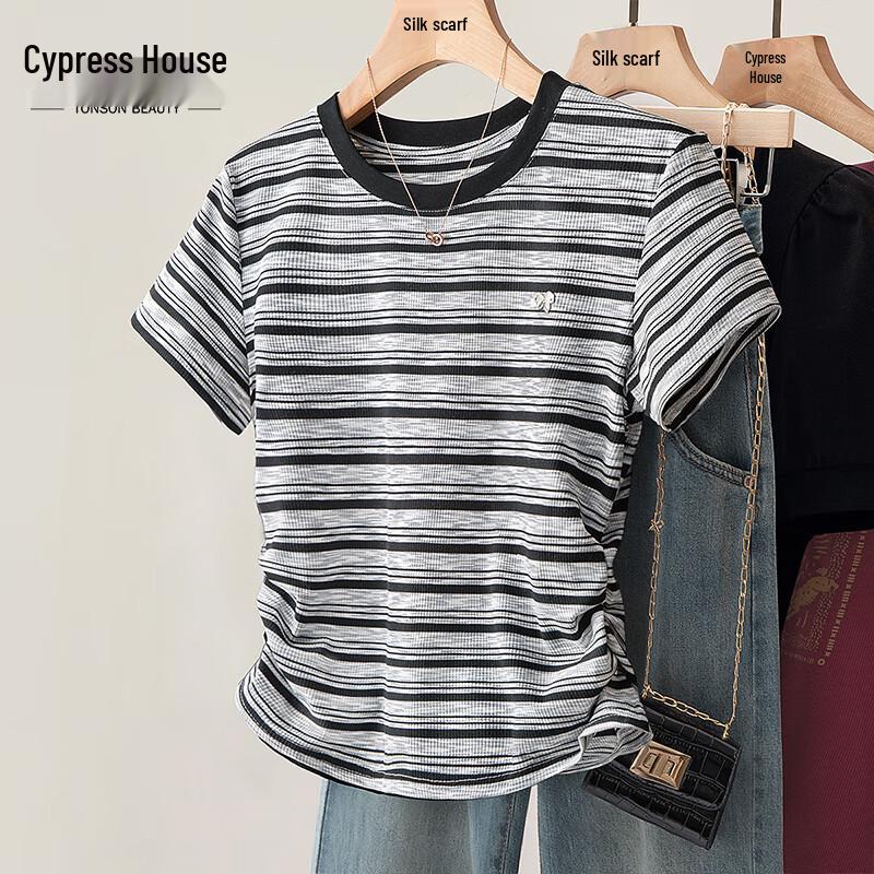 Women s Slim Fit Striped Round Neck T-shirt M