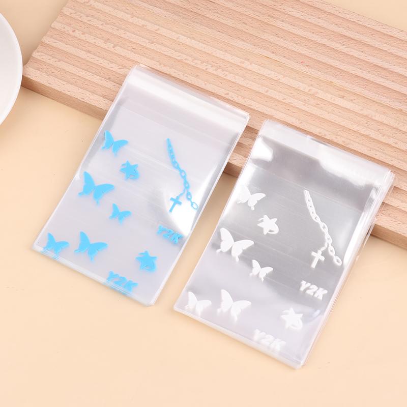 50Pcs Cute Transparent Self Adhesive Bag Hand Account Small Card Packaging Bag Jewelry Bracelet Small Item Gift Bag