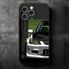 Simple Japanese Sports Cars Pattern Soft Phone Case for iPhone 16 16E 17 Air 15 Pro Max 14 Plus 13 Mini 11 12 7 Black Cover Back