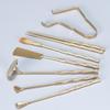Brass Incense Ceremony Set: Natural Color Seal, Ash Press, Tamping Tool, Brush, Spade