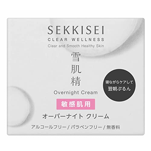 Sekkisei Clear Wellness (for Sensitive Skin) Overnight Cream 40g, Moisturizing, Dry, and Pore-clearing