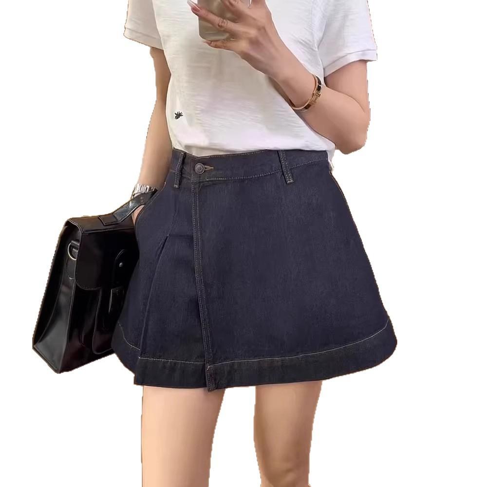 Denim Skirt For Women With High Waist And Button Details For Casual Streetwear