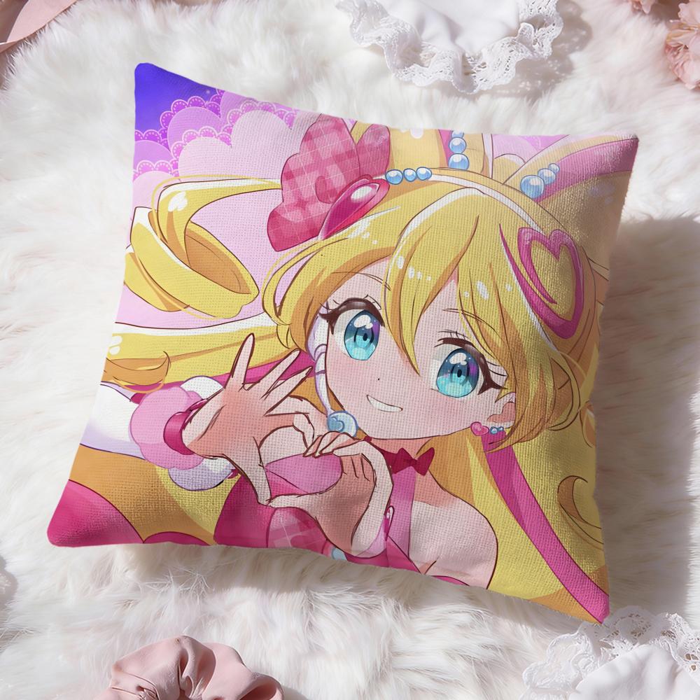 y-You and Idol Pretty Cure Cushion Cover Premium Comfort Reversible Pillow Cove -Two in One Design for Any Room & Car Interior