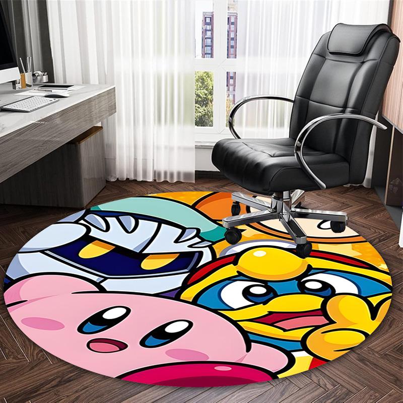 1pc Kirby2 Print Round Carpet Chair Round Carpet Suitable for Bedroom Living Room Home Decorative Carpet