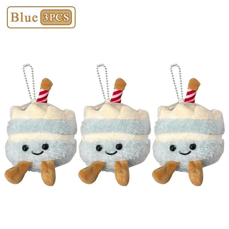 1-10 Piezas Llavero de Pastel de Peluche Lindo Regalo de Cumpleaños Realista Muñeco de Peluche Suave Decoración para Niñas Niños Recuerdos de Fiesta Decoración para el Hogar del Coche