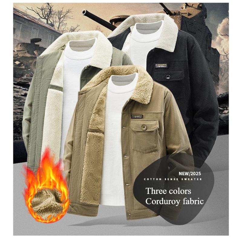 Autumn Winter Men Corduroy Fleece Jackets Warm Parkas Male Outwear Casual Coats Male Tooling Jackets