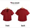 Korean-Style Elegant High-Waisted Slimming Summer Lapel Button T-Shirt