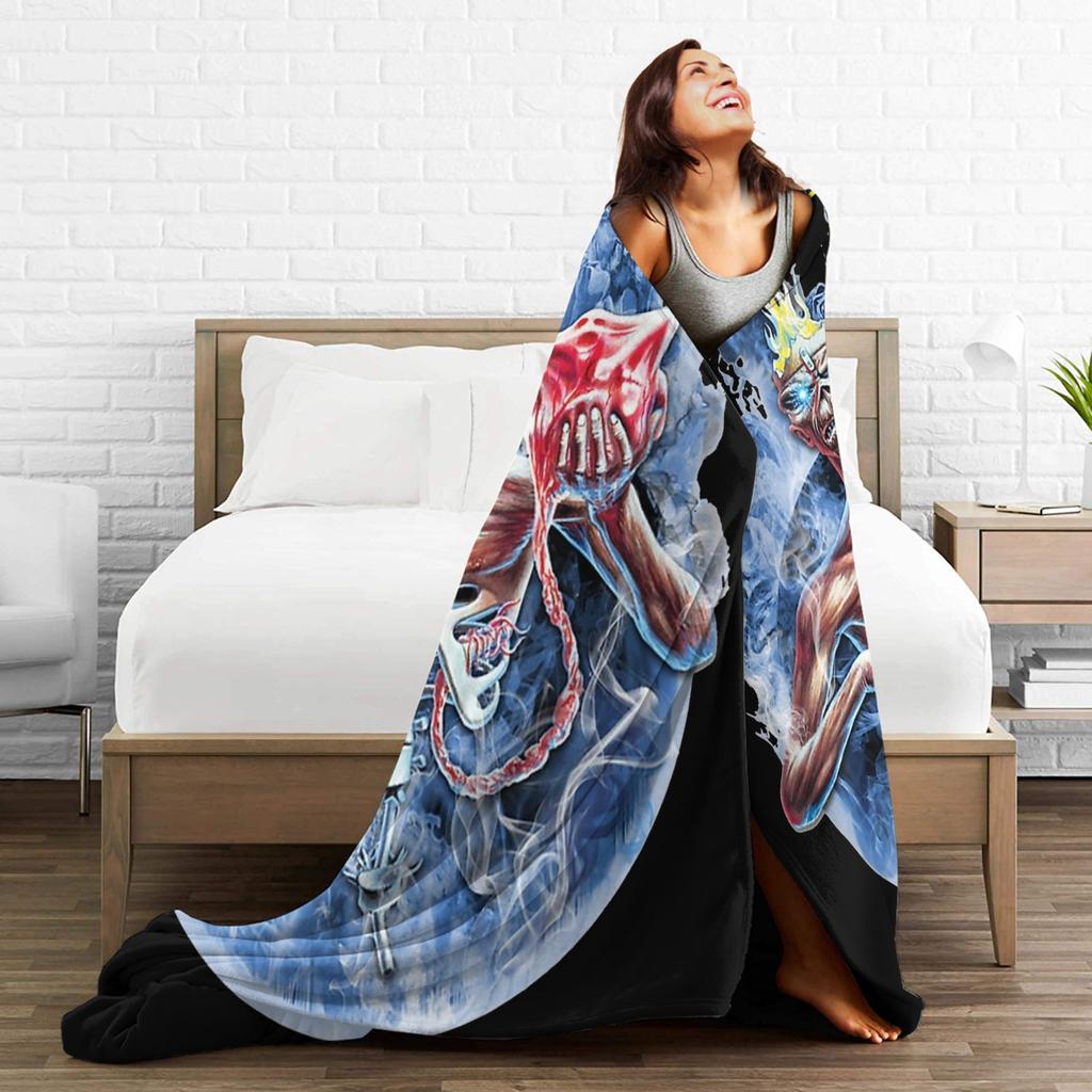 The Son Skeleton 7th Horn I-Iron M-Maidens Blankets Heavy Metal Wool Throw Blankets Summer Air Conditioning Portable Bedspread