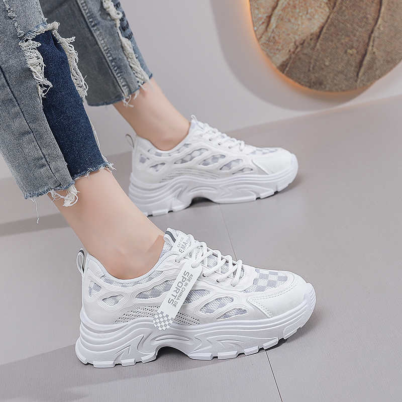 Fashion Gray Plataform Sabot Woman Heel Heeled Loafers Women Height Increasing Shoes Sneakers Sports Lofers Resort Festival