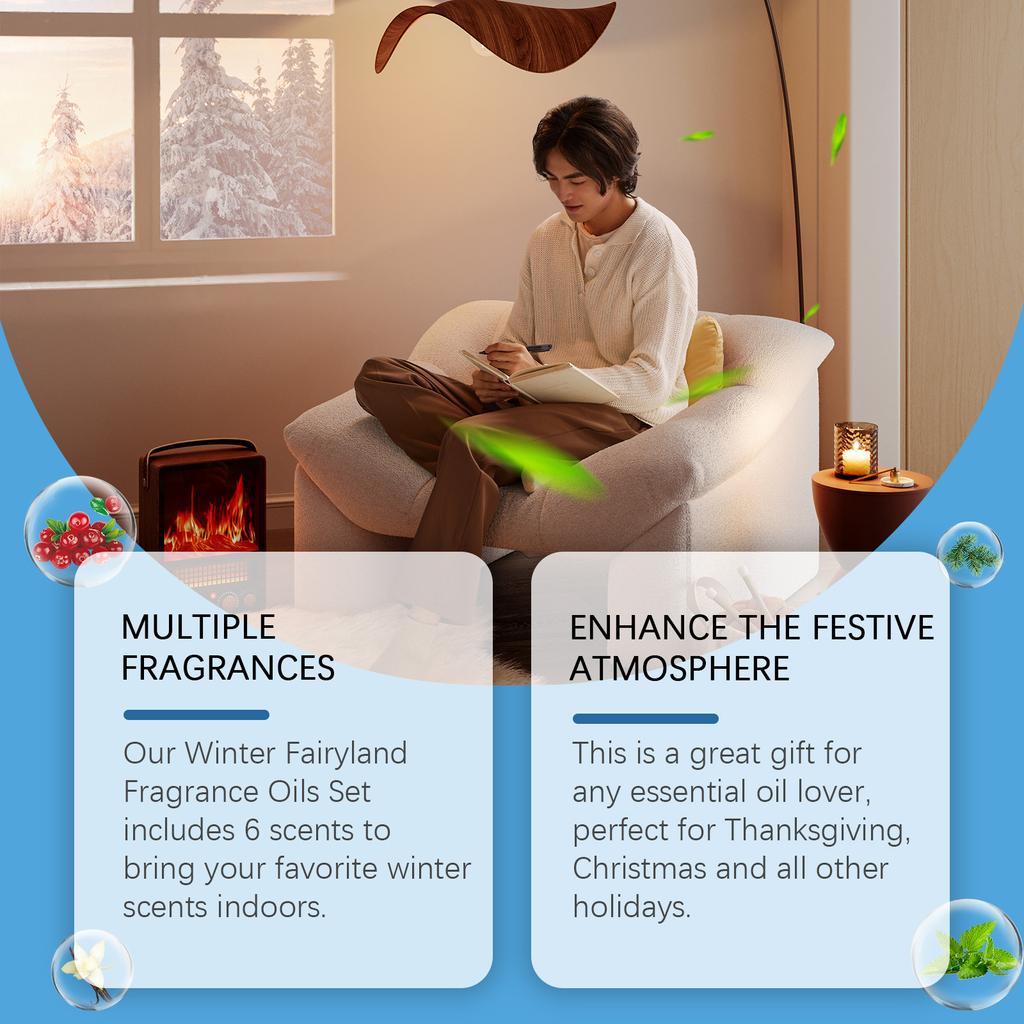 Zimní dárková sada difuzérových olejů, Lze použít jako aromaterapeutický olej k vytvoření nejteplejší, nejpříjemnější vůně, 60 ml