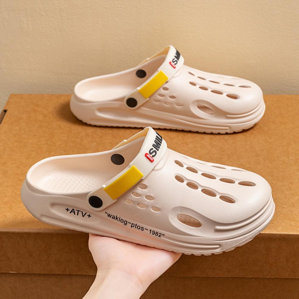 Men's Plus Size Fashion Casual 2-Way Closed Toe Slippers Outdoor Wear High Elastic Thick Sole Beach Shoes