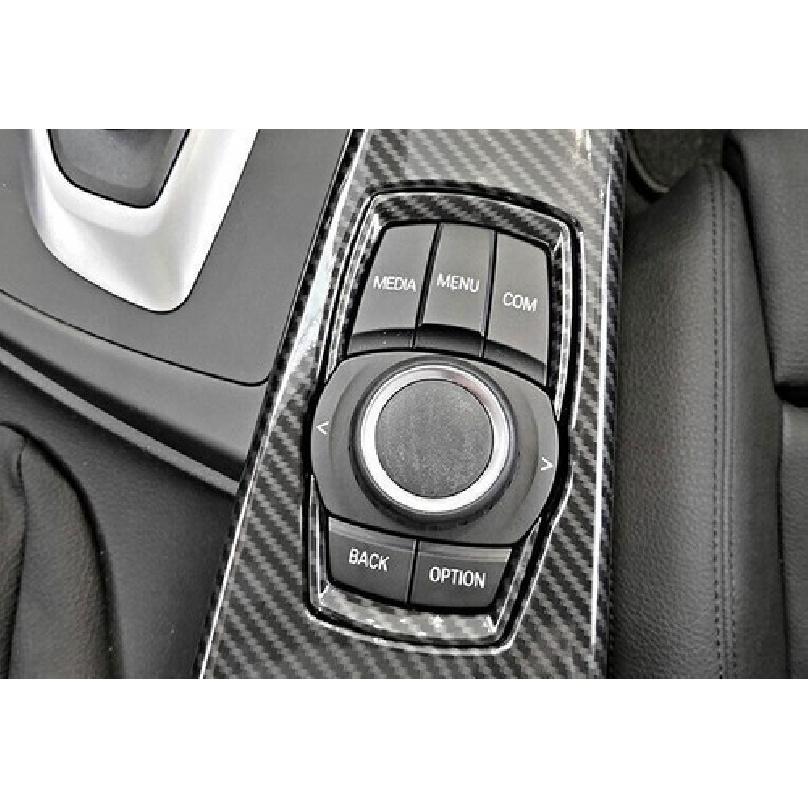 Multimedia Panel Trim Car Middle Console 13- For BMW 3 4 Series Carbon Fiber